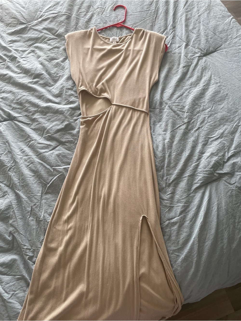 Beige Cutout Maxi Dress Body Con Size S